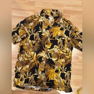 Panama Jack‎ Tropical Black and Gold Hawaiian Shirt